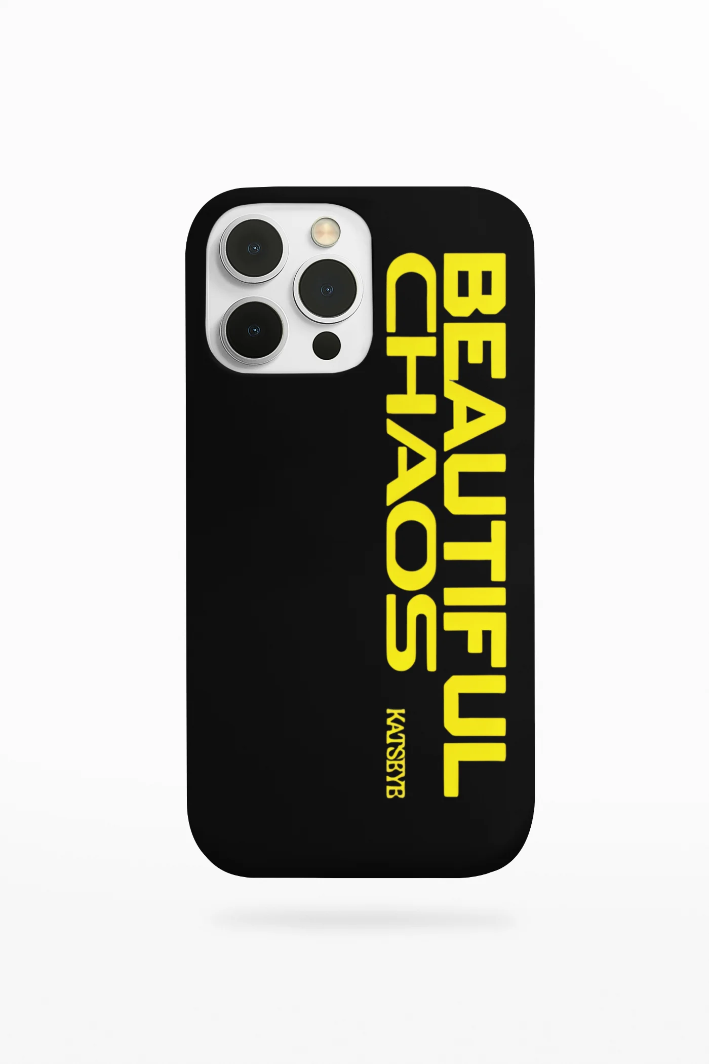 black katseye beutiful chaos silicone case with yellow lettering